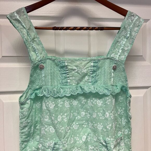 Vintage Style Green Floral & Eyelet Sundress sz L - Picture 2 of 6
